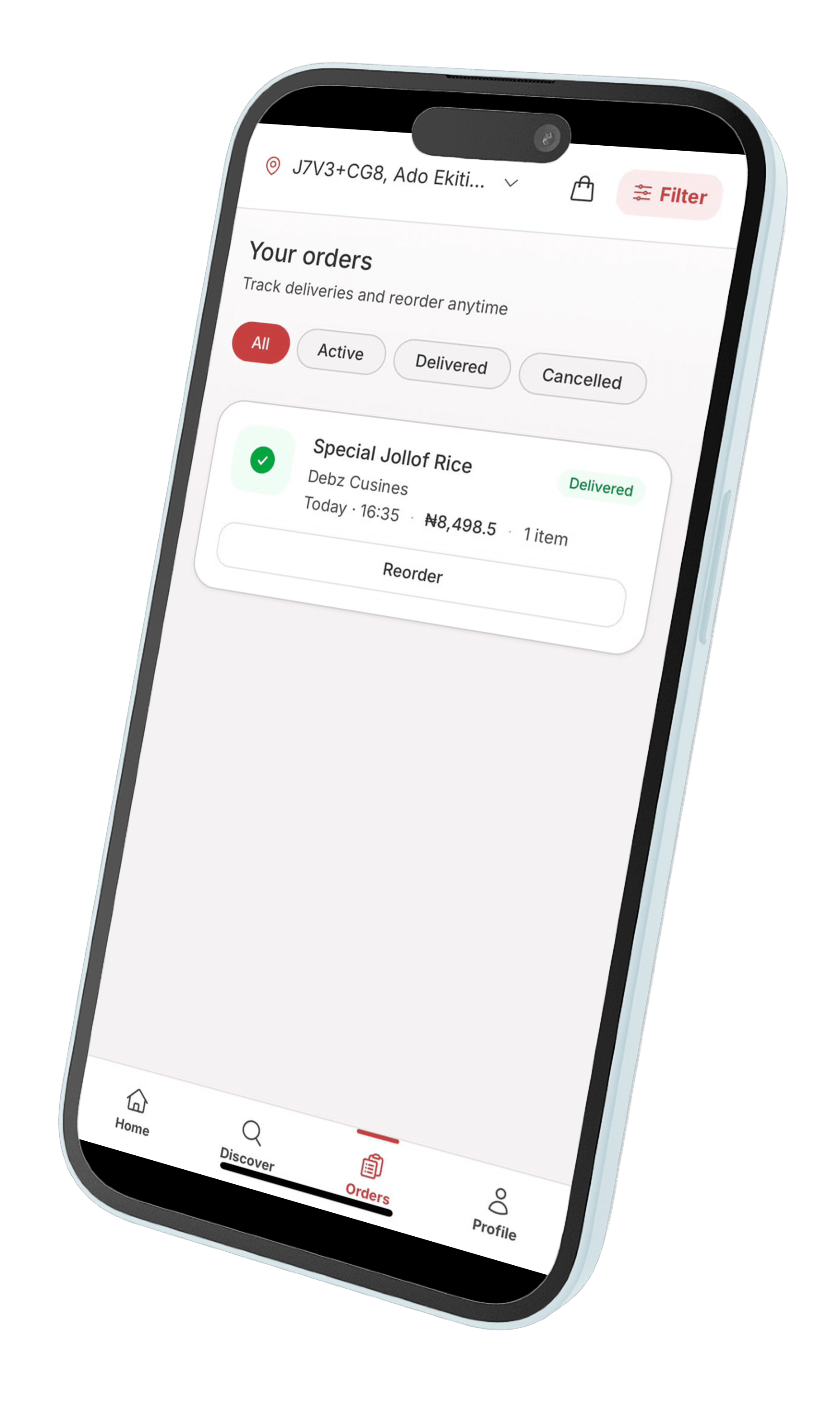 Tracking an order in the BuyNow app